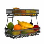 YMM DECOR Classic 2 Tier Fruit Storage Basket Kitchen Countertop Organizer with Bold Carbon Steel Wire Mesh Bowl for Bread Vegetable Fruit Basket
