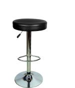 Sitwell Black Leatherette Bar Cushion Stool With Footrest