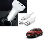 Kozdiko 5.1 Amp 2 USB Fast Car Charger with C-Type Cable for Renault Kwid