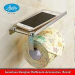 HANDY Bathroom Accessories Stainless Steel Toilet Paper Holder with Mobile Stand Paper Holder with Shelf - Bathroom Shelf with Paper Holder Pack - 2 pcs Incomplete