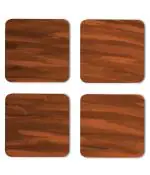 Whats Your Kick Brown Color Brush Painting Printed Set of 4 Coaster With Metal Stand