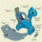 Smiley Bell 2 In 1 Music Horse Rocker Cum Rider Kids Ride On Toddler Baby Toys Rideons & Wagons Non Battery Operated Ride On (Blue)