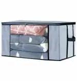 ZOVIRA Blanket Storage Bag for Clothes with Transparent Window and Side Handles (Pack of 1 Grey)