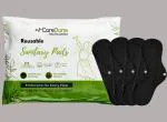 CareDone Reusable Sanitary Cloth Pads Ultra-Soft Cotton, Maximum Absorbency, Superior Leak Protection, Rash-Free Wear for Every Flow, and All-Day and Overnight Use (Pack of 4)