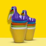 VISH CREATION Plastic Hanging Planters - 2 Pcs (8 Inch, Multicolor) | Flower Hanging Pots for Home & Balcony Garden | Hanging Planters for Home Plants | Hooked Hanging Pots