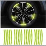 CARIZO 3D Reflective Wheel Tire Rims Stripes Stickers (Pack of 20, Yellow) Decals Exterior Accessories Compatible with Mahindra Scorpio M2DI