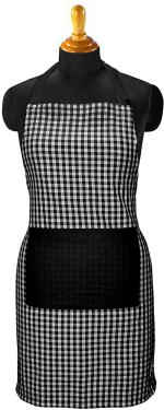 Akhvi AV-AP-234 Black and White Checkered Cotton Chefs Apron (Single Piece, Free Size)
