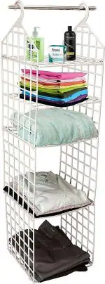 See Inside 5 Layer Folding Clothes Storage Racks for Wardrobe Shelves Hanging Organizer Closet Organizer