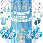 Party Propz Foil Welcome Home Decoration Kit Balloon, Cardstock, Swirls, Paper Banner With Foil Curtains (Set Of 46)