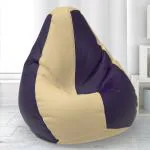 Biggie Bean Bag with Beans Filled - Size : 3XL - Bean Bag with Beans - Designed by : ScottyTravis London - Color: Cream Indigo - Best Bean Bag for Living Room - Pre-filled with Beans - Ready to use