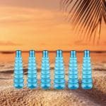 SHOPITECH Premium Edition Fridge Water Bottle for Office, Sports, School, Travelling, Gym, Yoga, BPA & Leak Free, 1 Litre, Set of 6, Assorted