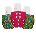 Mylo Essentials Cloth Diaper for Babies|Oeko-Tex Certified|(3Months-3Years)|5kg-17kg|Reusable with Adjustable Snap Button|Pack includes 3 Diaper & 3 Wet-Free Inserts-(2 Jungle + 1 Solid)