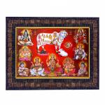 Hawai Kamdhenu Cow Designer Wall Hanging Engineered Wood Photo Frame for Worship Use 8.5x7inch SFDI00309BLKFRM