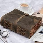 ALCRAFT Leather Journal Vintage Leather Bound Handmade Antique Deckle Edge Paper Sketchbook Book of Shadows Thick Journal for Men and Women- 6 x 4.5 Inches