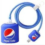 JOBINKA (iPhone 18W Charger Cover Pepsi Cola) Cartoon 3D Design Protective Case Cover for 20W /18W iPhone USB-C Power Adapter Charger Case Cover (With Cable Protector) Pepsi Cola
