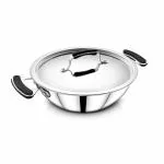 INOXBARON Virtue Triply Stainless Steel Kadhai with Stainless Steel lid(22 cm,2.0 litres, Induction as Well as All Other Heat Source Compatible,Silver (KADHAI- 22 cm (2.0 litres))