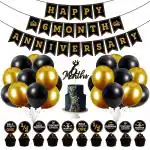 Zyozique Happy 6 Month Anniversary, Happy 6 Month Wedding Anniversary Decorations with Banner, Glitter Cake Topper, Cup Cake Topper and Balloons for 6 Month Anniversary Party Decorations (Pack of 37)
