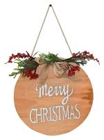 My Party Suppliers Christmas Farmhouse Sign, Wreath for Front Door, Merry Christmas Wreath Wooden for Home and Christmas Decorations