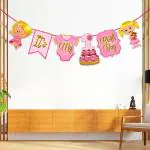 Zyozique Its My 1st Birthday Banner, Bunting Hanging Banner - 1st Birthday Banner for Girls, Birthday Decoration Banner (Pink)