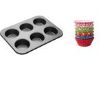 Xacton Alloy Steel 6 Slot Muffins and Paper Cake Cup Liners