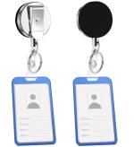 Shining Zon Vertical Natural Hard Metal Aluminum Alloy ID Card Holder for Men and Women for Office School College with Metal Yoyo Clip (Set Of 10 Blue)