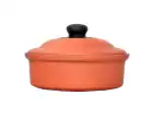 VAGHBHATT Hand Made Pottery Earthen Clay Kadai Handi Pots with Lid Combo for LPG and Microwave for Cooking and Serving (Brown, 3 L)