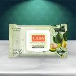 Tulips Refreshing Wet Wipes, Cucumber & Avocado, made with PLANT based fibre, LID Pack (Pack of 2, 30 wipes each)