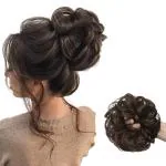 RITZKART Women curly Hair Bride juda rubber Bun free size For Wedding & Party (Brown).