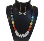 JAYA VISION ENTERPRISES Gemstone Multicolor Tumble & White Cristal tumble chips 7 Chakra Necklace