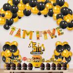 Zyozique Under Construction Theme Balloon Decoration,Under Construction Theme Birthday for Boys with I Am Five Banner,Cake & Cupcake Toppers,Balloons Birthday Decoration Kit (Pack of 37)