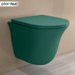 Plantex Imported Commode for Toilet/Ceramic Wall Hung Commode/Rimless Washdown Flush Commode with Soft Closing Toilet Seat - P Trap Outlet (1164 - Matt Green)
