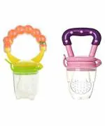 Kritiu Baby Rattel Silicone Food and Fruit Nibbler, Multicolor (Pack Of 2)