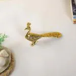 CraftVatika Gold Plated Peacock Statue for Home Garden Temple Office Shelf Living Room Decoration