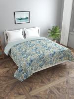 BREVARD Poly Cotton 210 TC Double Bed Size Reversible Duvet Cover/Quilt Cover/Rajai Cover/Blanket Cover with Zipper (90x100 Inches, Coconut Leaf Coconut Tree)