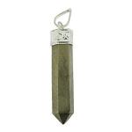 Astroghar Natural Pyrite Crystal Pencil Shaped Alloy Golden Stone Pendent For Men And Women