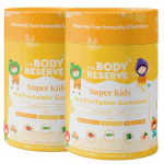 The Body Reserve's Super Kids Multivitamin Gummies | Daily Essential Vitamins B C D E B12 & Minerals zinc for Kids Growth, Development, Strong Bones, Teeth & Immunity | Natural Lemon & Strawberry Flavoured| 30 Count (Pack of 2)