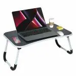Callas Multipurpose Foldable Wood Laptop Table with Mac Holder/Tab Holder | Table Holder Study Table, Breakfast Table, Foldable and Portable/Ergonomic & Rounded Edges/Non-Slip Legs