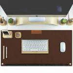 Tizum Z57- Large Felt Desk Mat Mouse Pad for Office & Gaming with 2 Pockets- 635 * 330 mm (Brown)