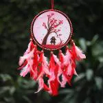 DULI Handmade Red and Pink Metal and Feathers Valentine Tree Dreamcatcher