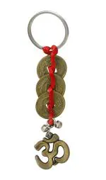 Kalarambh Brass Om Keychain/Keyrings for Bike Car Home Keys Couple Wedding Gift Items Collectible Handicraft Art, Yellow, 1.4 x 0.3 x 4.3 Inch (L x W x H)