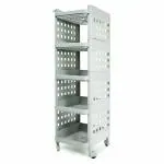 ADA 5 Tier Multi-Purpose Storage Rack Stackable Shelf Utility Rolling Stand Rack | Storage Organizer Racks with Wheels for Kitchen Laundry Room Bathroom Office Home - Grey (28 x 33 x 94cm)