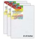 Qatalitic Set Of 3 Pc. 8 X 8 Inch Canvas Board, 100% Cotton, Acid Free, Blank White Mini Canvases For Oil, Acrylic &Amp; Watercolour Paint White Canva