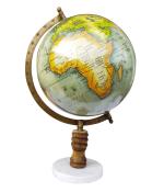 Whats Your Kick Premium Political World Rotating Globe With Wood and Marble Base Finish 8 inch ball Educational and Decorative Globe for Students Home Décor and Office