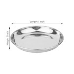 LIMETRO STEEL High Quality Stainless Steel Pack of 12 Heavy Gauge Steel Plates / Breakfast Plates / Serving Plates (Diameter : 13 cm , 12 Pieces)