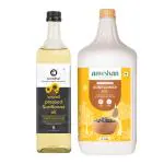Anveshan Combo Pack of Wood Pressed Sunflower Oil - 5 Litre and 1Litre | Kolhu/Chekku | Natural | Chemical-Free | Cold Pressed Sunflower Oil for Cooking