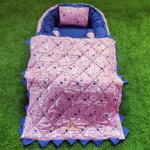 Motherhood Pink Cotton Baby Nest Bed With 3 Pillows And 1 Large Blanket Bedding Set
