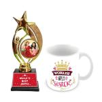 Jiya EnterpriseTuelip White Ceramic World'S Best Sister Printed Coffee Mug With Trophy I Birthday Gift I Raksha Bandhan Gift White - 350 ML