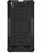 A ACCESSORIES KART Lenovo A6000 Black Polycarbonate Dazzle Back Cover with Kick Stand (Pack of 91)