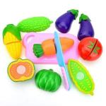 5 Pcs Realistic Sliceable Vegetables Cutting Play Toy Set, Can Be Cut in 2 Parts (Vegetables May Vary) Vegetables Cut-Out (5 pcs Vegetables)
