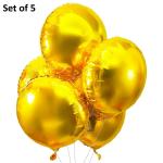 Festiko Gold Party Foil Balloons Round Mylar Balloons Wedding Helium Balloons Birthday Engagement Party Favors Balloons Decorations, 5Pcs